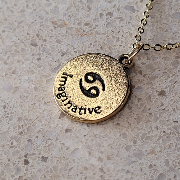 🤍3/$30 ♋️ Cancer Zodiac Sign 18k Gold Plated Necklace - Picture 3 of 5